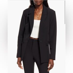 Black Fitted Blazer Open Edit Nordstrom Small